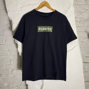 Planted Black T Shirt Mens Large Graphic Print Short Sleeve Cotton